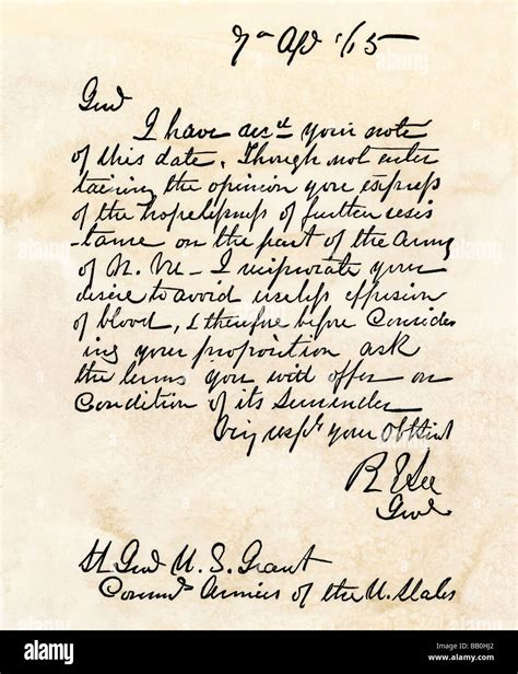 Robert E Lees Letter To Ulysses S Grant To Arrange A Surrender 1865