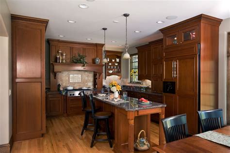 Woodmode Cherry Cabinet Kitchen And Seated Island With Granite