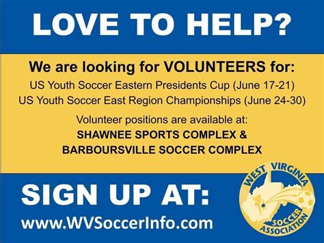West Virginia Soccer Association On Twitter Have You Volunteered Yet We Need Volunteers For