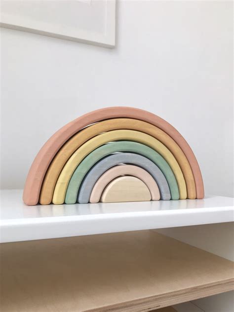 Wooden Rainbow Toy Arch Stacker From Wood T For Child Etsy