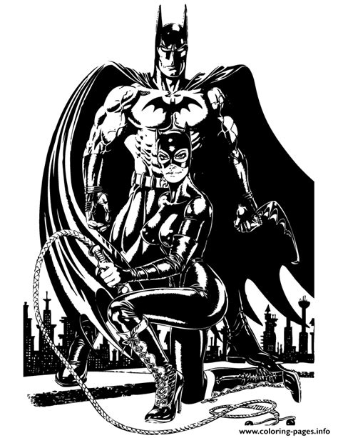 Batman And Catwoman For Teenagers Coloring Page Printable