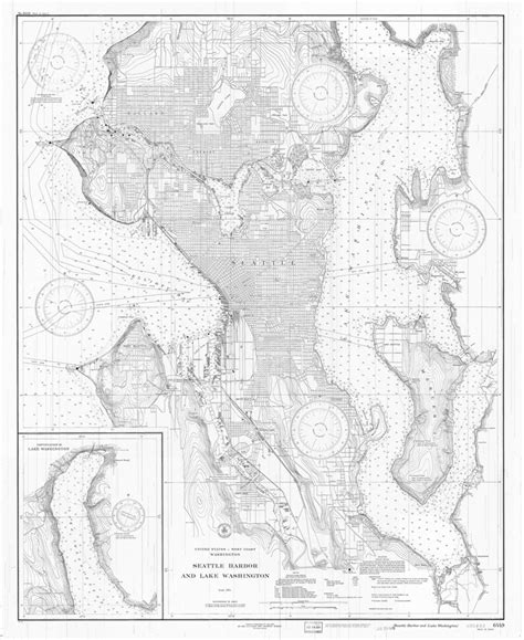 Seattle Harbor And Lake Washington Map 1934 Nautical Chart Etsy