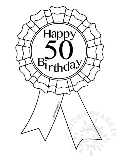 By best coloring pagesapril 24th 2017. Printable Award Ribbon 50 Birthday - Coloring Page