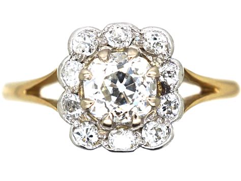Art Deco Ct Gold Platinum Diamond Square Cluster Ring S The