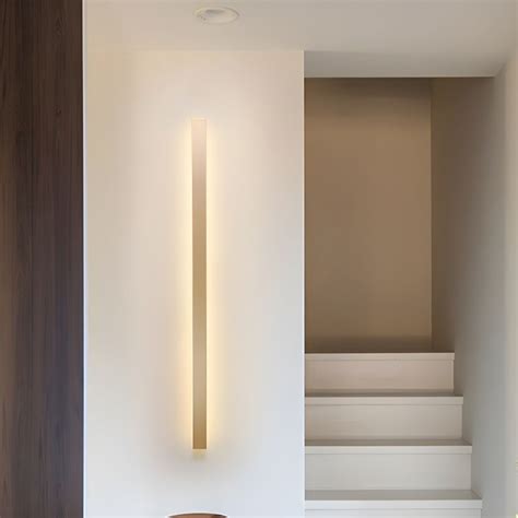 Metal Linear Sconce Light Fixture Minimalist Led Gold Wall Mounted Light In Warm Light Wall Sconces