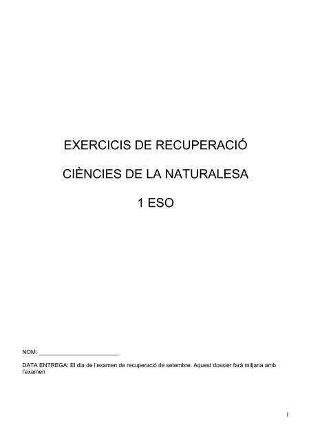 Exercicis De Recuperació Ciències De La Naturalesa 1 Eso