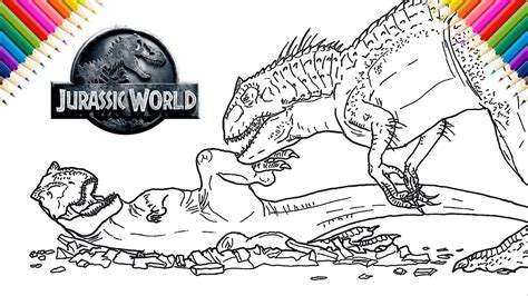 T Rex Vs Indominus Rex Drawing And Coloring Jurassic World YouTube