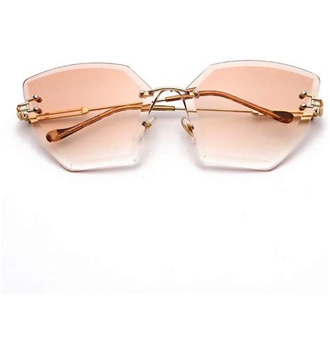 Square Rimless Sunglasses Women Luxury Crystal Gradient Lens Clear Sun Glasses Ladies Vintage