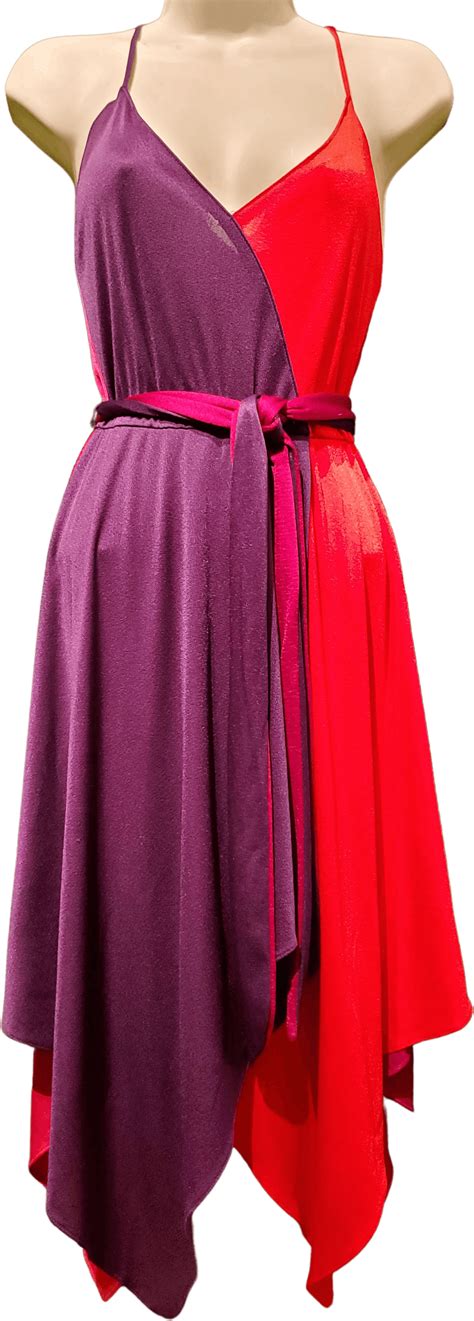 vintage 70 s 80 s red purple and pink color block disco dress by climax shop thrilling