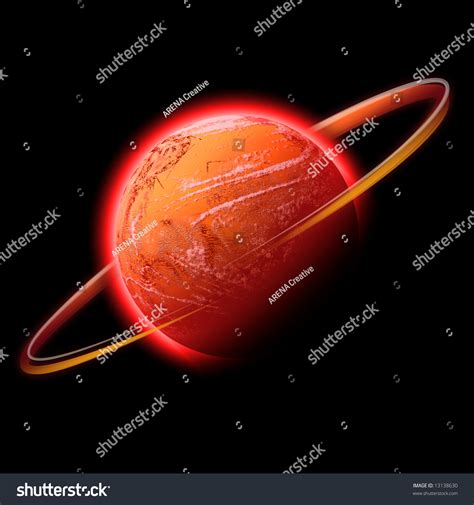 Decals, stickers & vinyl art. A Red Hot Glowing Planet With A Glowing Ring Of Light Around It. This Works Well As Mars. Stock ...