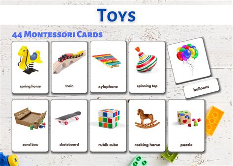 44 Toys Flashcards Real Pictures Printable Montessori Etsy