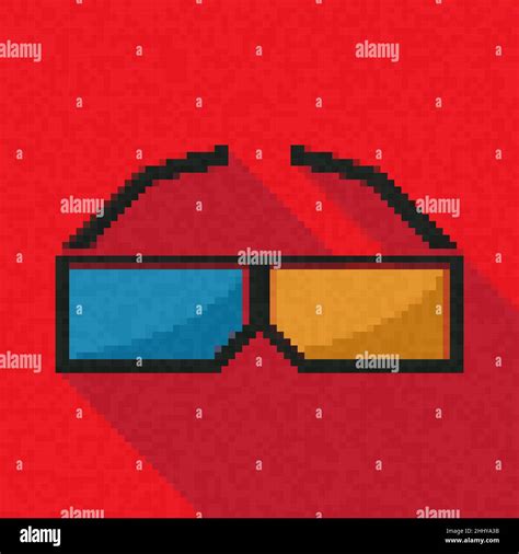 Pixel Art 3d Glasses Icon Vector Illustration Stock Vector Image And Art Alamy