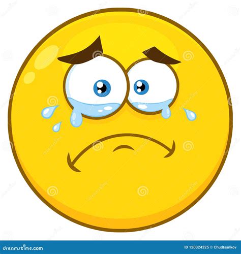 Crying Yellow Cartoon Smiley Face Character With Tears Stock Vector