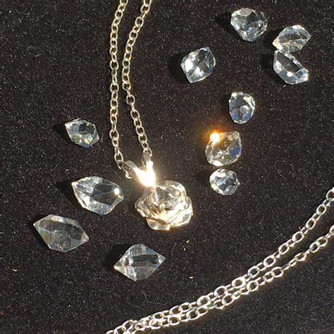 Herkimer Diamond Rose Pendant Necklace Sterling Silver Crystal