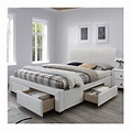 lit blanc design 160x200cm avec sommier et tiroirs Mariano