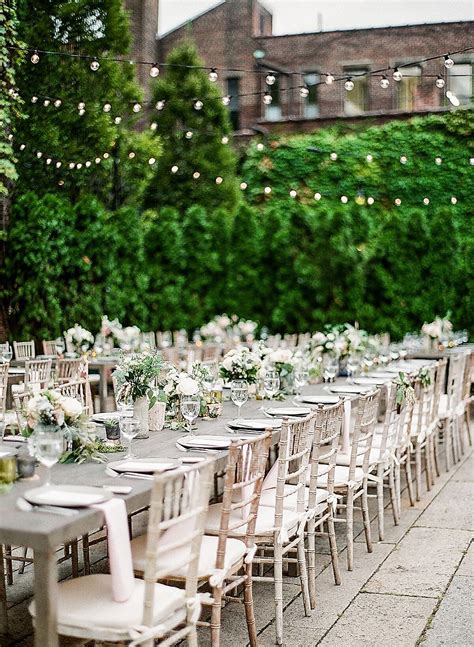 Chic Elegant Outdoor New York Wedding Reception With Greenery