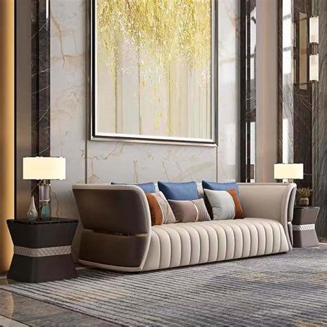 Italy Brand Luxury Modern Design Living Room Leather Sofa Set Furniture