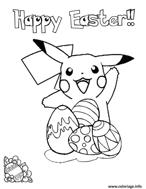 Coloriage Pikachu Easter Dessin Pikachu à Imprimer