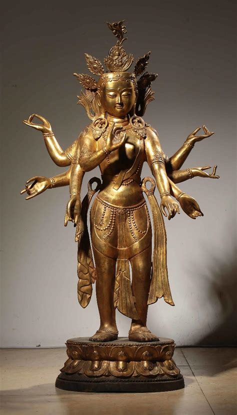 Sold Price A Gilt Bronze Guanyin Buddha With Eight Arms Invalid Date Edt