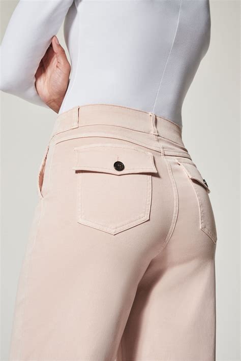 Buy Spanx Pink Stretch Twill Cropped Wide Leg Trousers From Next Ireland