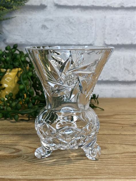 Vintage Cut Glass Vase Etsy