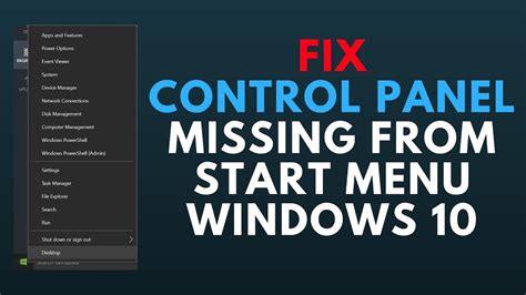 Fix Control Panel Missing From Start Menu Windows 10 Youtube