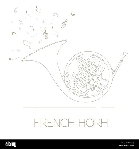 Musical Instruments Graphic Template French Horn Vector Illustration