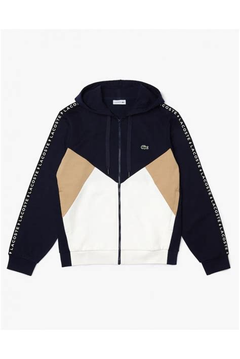 Lacoste Colorblock Lettered Fleece Zip Hoodie Available Here