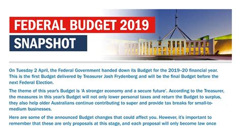 Federal Budget 2019pdf Docdroid