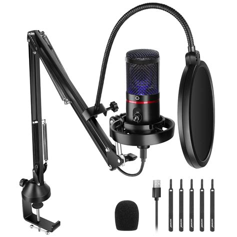 fifine usb gaming microphone kit for pc ps4 5 condenser cardioid mic set with mute button rgb