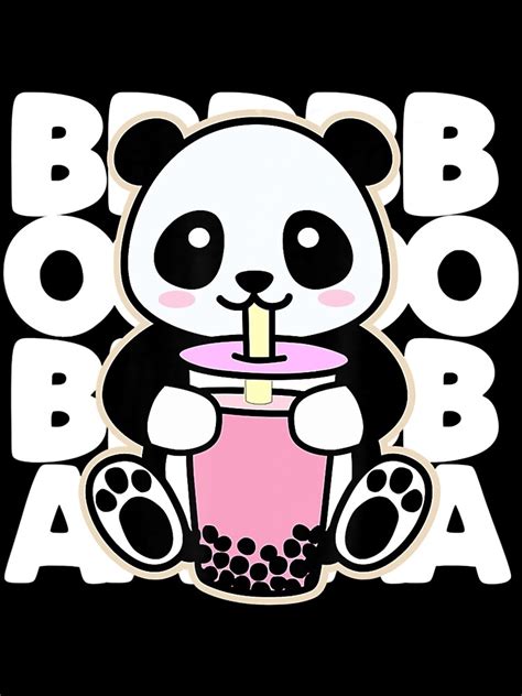 Lámina Fotográfica Kawaii Boba Tea Lindo Anime Panda Kawaii Bubble Tea
