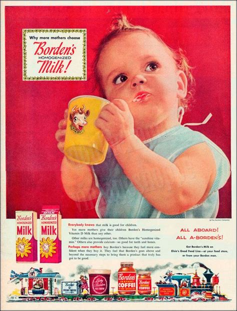 1954 Bordens Milk Vintage Print Ad Retro Baby Ad Art Etsy