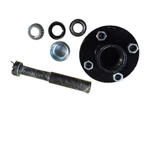 new trailer axle kit assembly w 4 on 4 bolt idler hub and 1 round bt8 spindle