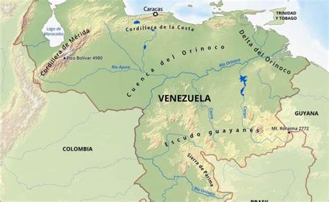 Grande Detallado Mapa Fisico De Venezuela Venezuela America Del Sur