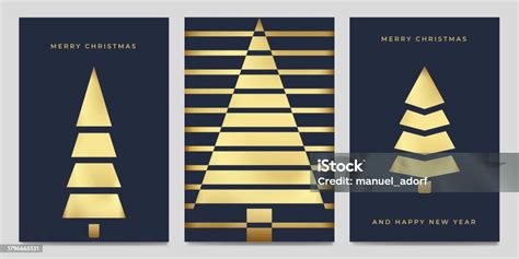 Set Of Elegant Christmas Card Backgrounds With Blue And Golden Shapes