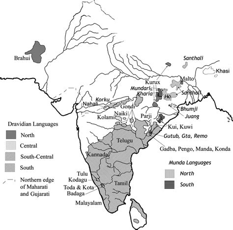 Map Of Non Indo Aryan Languages In South Asia Excluding Himalayan Zone