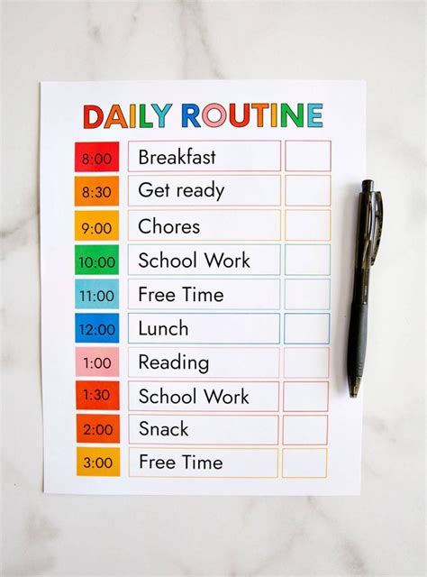 Printable Daily Routine Homeschool Daily Schedule Printable Daily