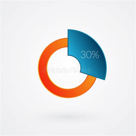 30 Percent Isolated Pie Chart Percentage Vector Infographic Gradient