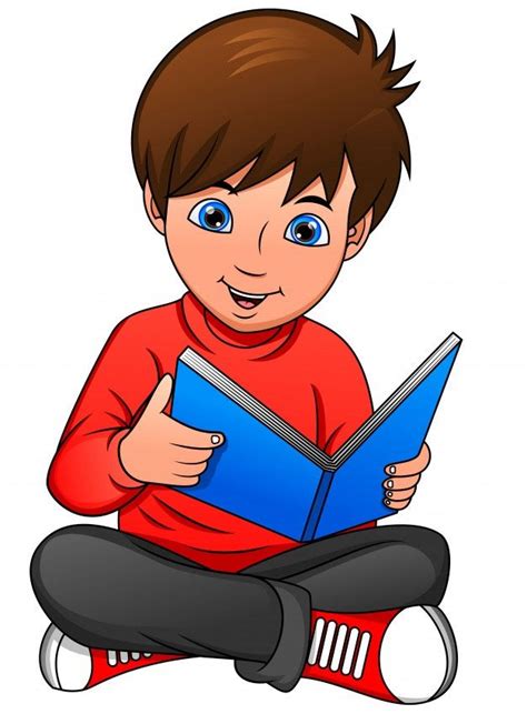 Premium Vector Cute Boy Reading Book Reading Cartoon Book Drawing
