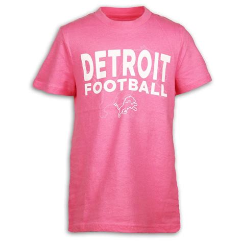 Detroit Lions Girls Pink Football T Shirt Vintage Detroit Collection