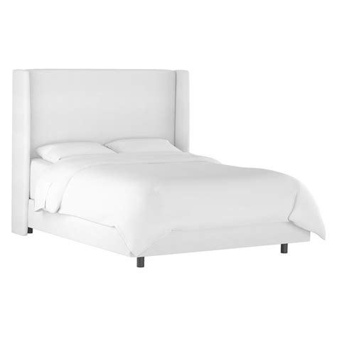 Skyline Furniture Modern Wingback Panel Bed White Bed Frame White Upholstered Bed Fabric