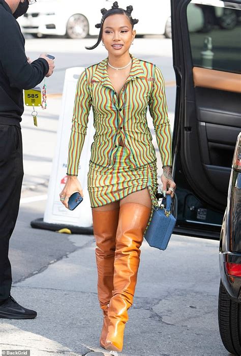 Karrueche Tran Showcases Her Svelte Physique In Groovy Mini Dress With