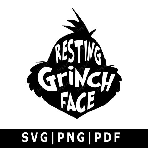 Resting Grinch Face Svg Png Pdf Cricut Silhouette Cricut Etsy