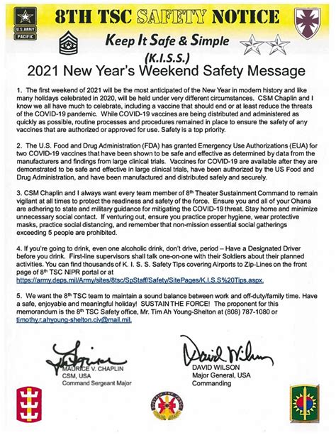 8th Tscs 2021 New Years Weekend Safety Message Article The United