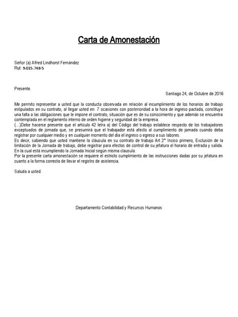 Carta De Amonestacion Atrasos Pdf