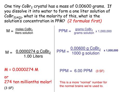 In relation to the base unit of density => (kilograms per cubic meter), 1 grams per milliliter (g/ml) is equal to 1000. Molarity To Ppm Calculator - slideshare