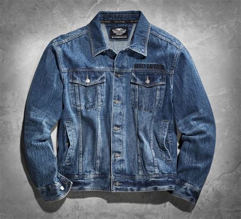 Mens winter warm pockets zipper jackets coats casual tops skinny parkas overcoat. Harley-Davidson® Men's Denim Jacket with Eagle 99006-14VM ...