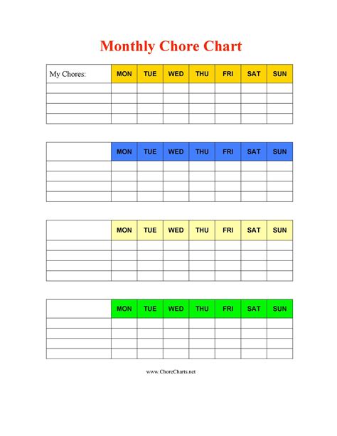 Editable Chore Charts For Multiple Children Printable Children S