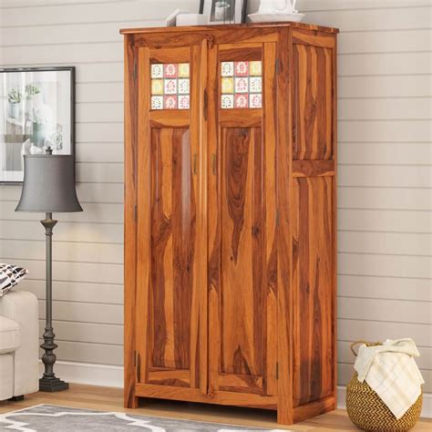 Elba Rustic Solid Wood Wardrobe Armoire With Shelves And Drawers