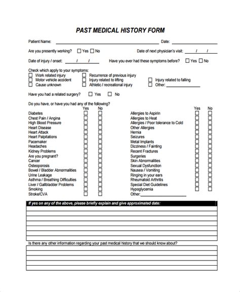 Medical History Template Word Professional Template For Business